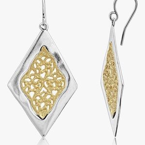Jean Rachel Lace Rhombus Mixed Metal Two Tone Earrings